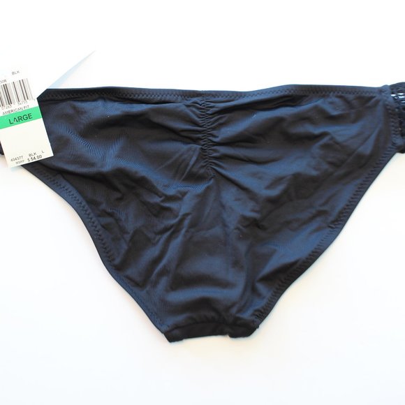Becca Sunburst Crochet Side Tab Bikini Bottom Black Large NWT - Picture 6 of 7